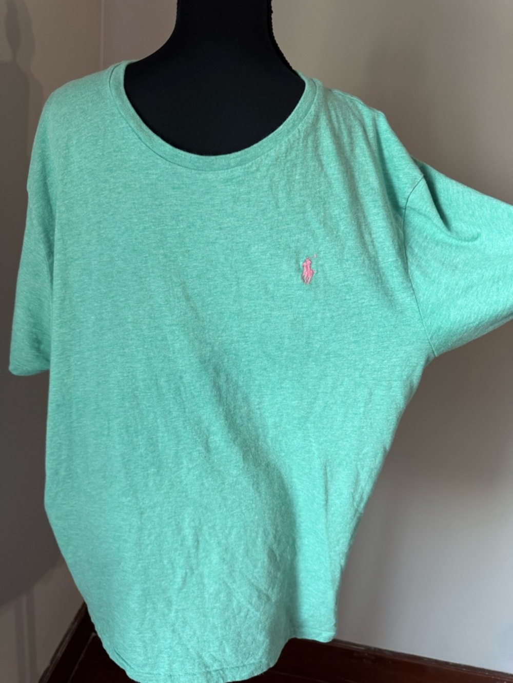 Polo by Ralph Lauren Teal Crew Neck Tee with Gold Logo Print